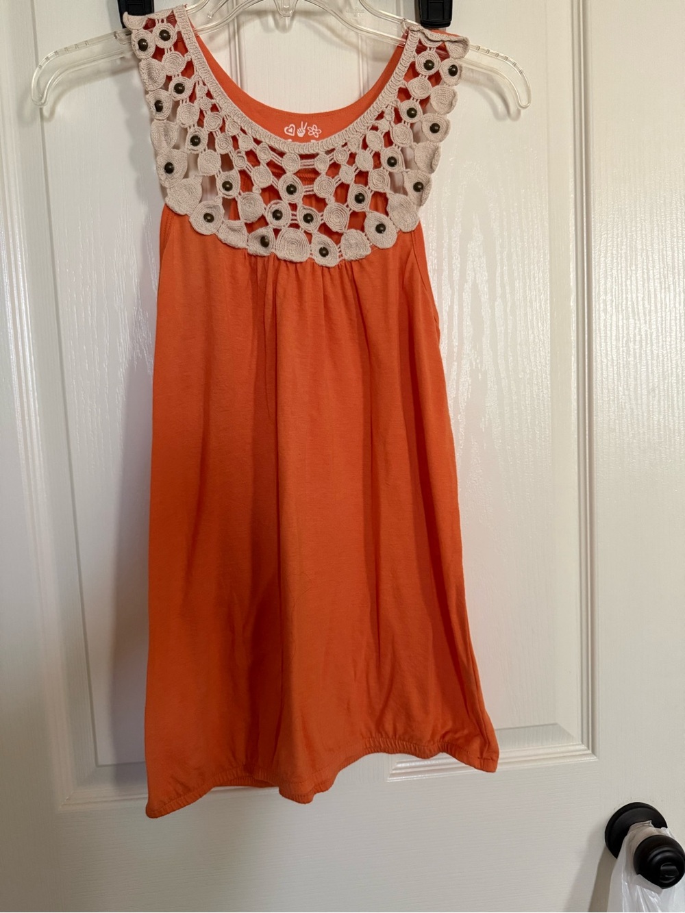Mudd Orange Tank Top with Cream Crochet Yoke